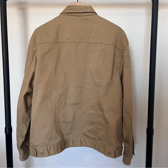 American Eagle Corduroy Cotton Lined Inside Trucker Jacket Khaki Men’s - Picture 7 of 11